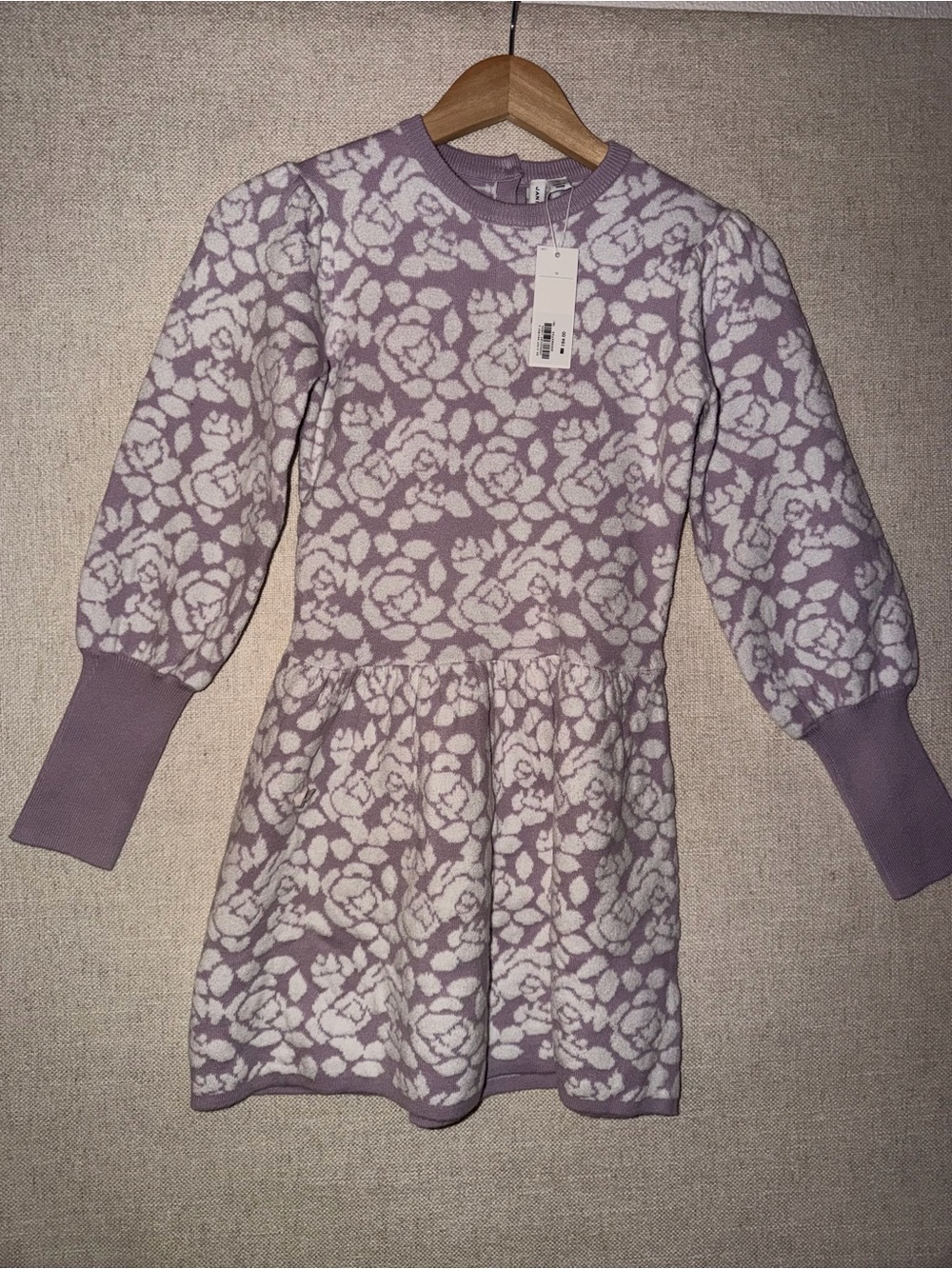Janie and Jack Lilac and White Floral Knit Pajama Dress